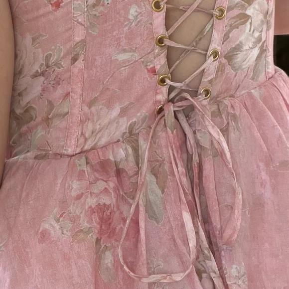 Elegant Pink Floral Tiered Dress V. Chapman - Picture 8 of 10